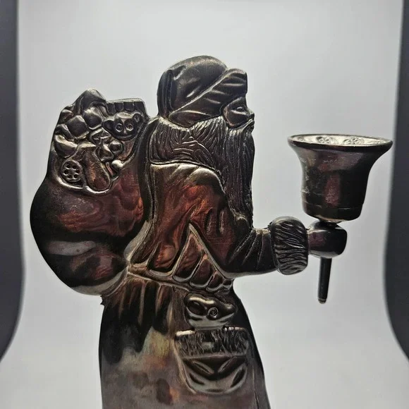 Vintage Santa Claus Metal Candle Holder Figurine Removable Cup Made in China - Picture 2 of 8